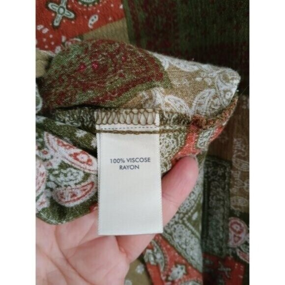 BKE Western Bandana Patchwork Shirt  Women's L Boho Button Up Long Sleeve Top - Picture 7 of 7